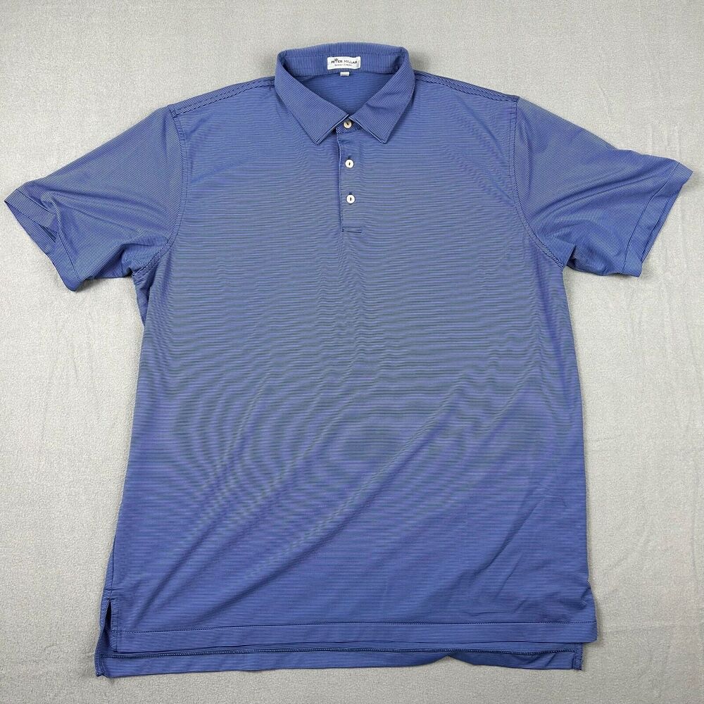 Peter Millar Summer Comfort Shirt Mens XL Blue Striped Golf Polo Stretch
